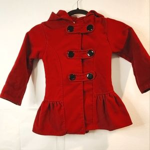 Girls Pea Coat Read and Black size Small (4-5T)
